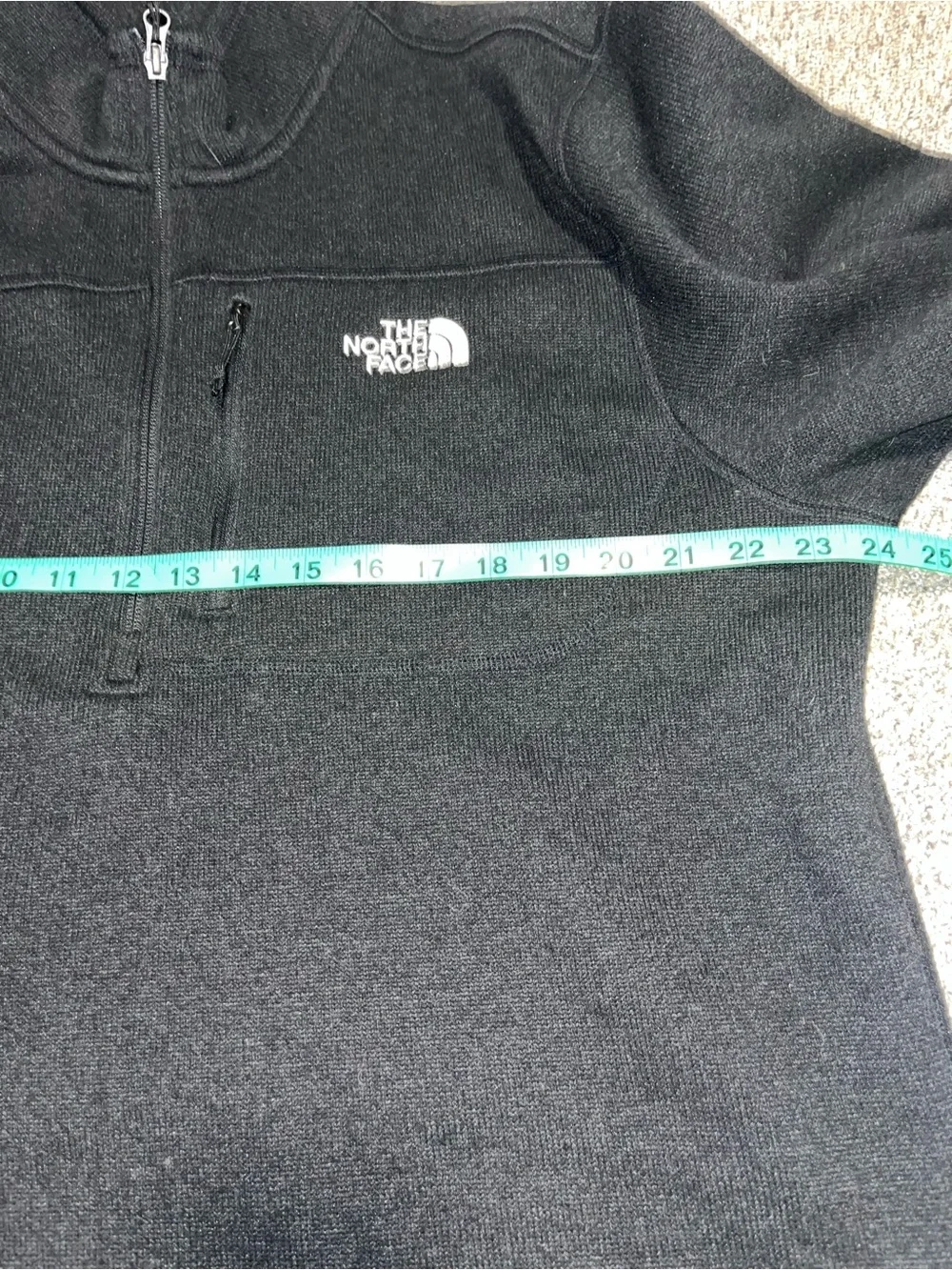 The North Face Mens XL Black Knit Quarter Zip Fleece Pullover Sweater Euc